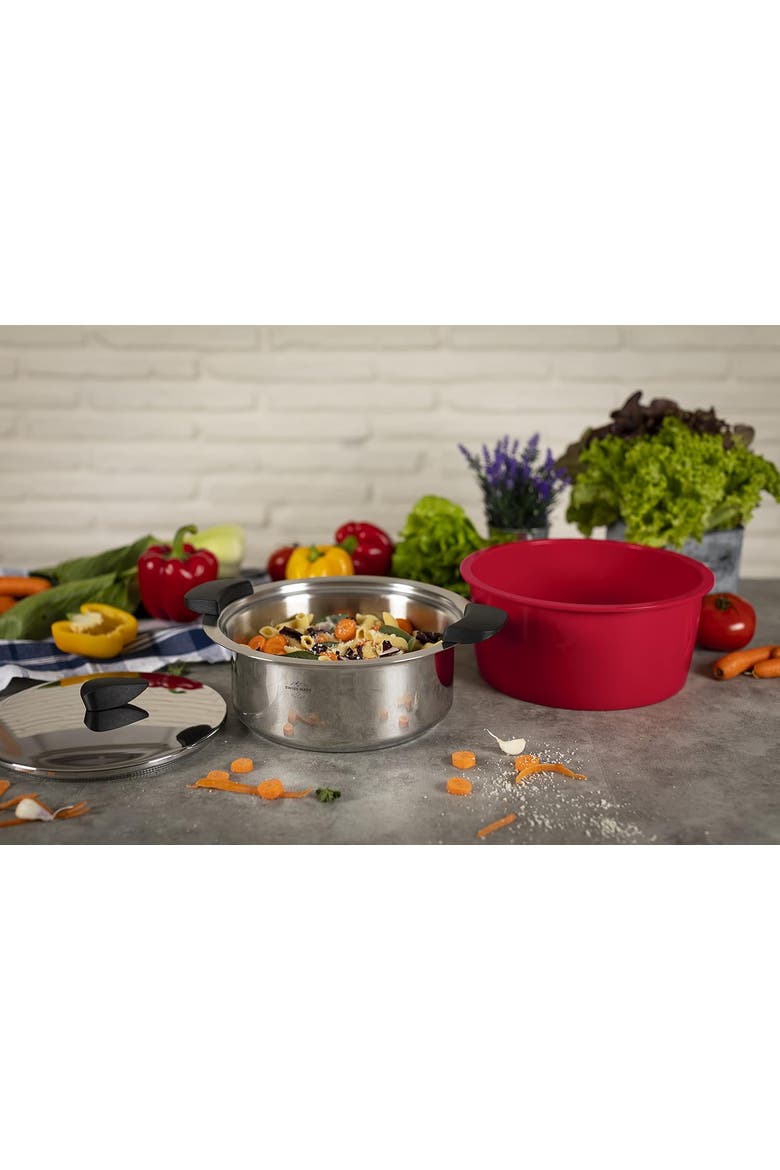 Hotpan Stainless Steel Cooking Pot with Insulated Bowl, 3.2-Quart, Alternate, color, Red