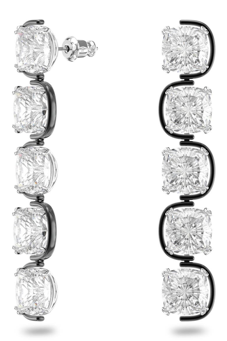 Harmonia Crystal Drop Earrings, Alternate, color, BLACK / CLEAR CRYSTAL