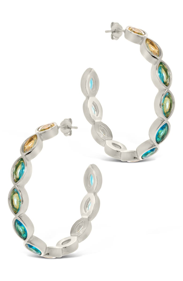 Sterling Forever Naomi Cubic Zirconia Hoop Earrings, Alternate, color, 