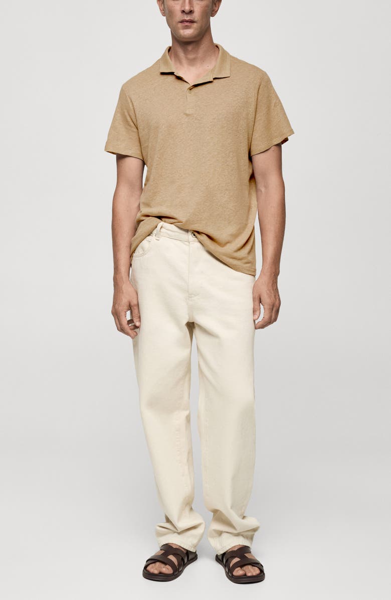 MANGO Slim Fit Linen & Cotton Polo, Alternate, color, 