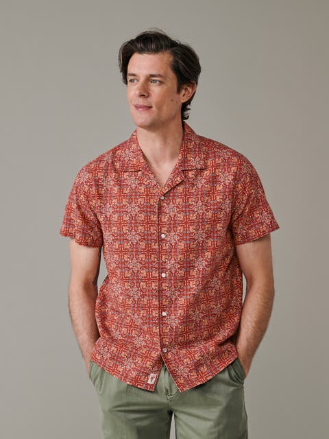 Abbey Cuban Collar Short Sleeved Shirt