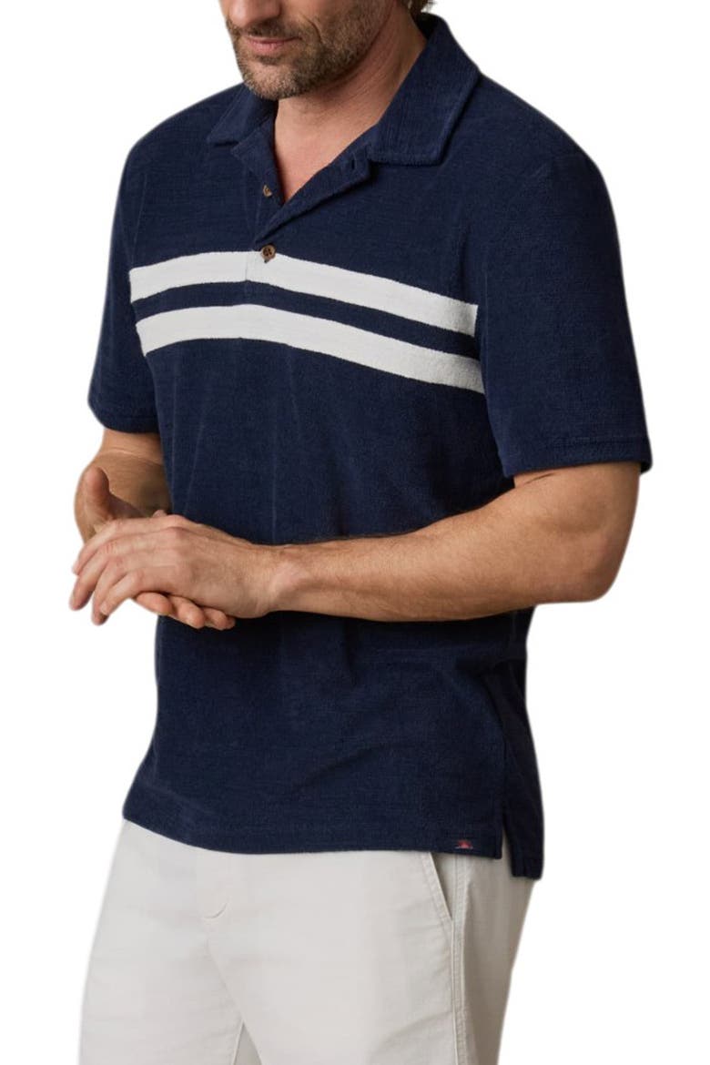 Cabana Surf Stripe Terry Cloth Polo, Main, color, DEEP NAVY