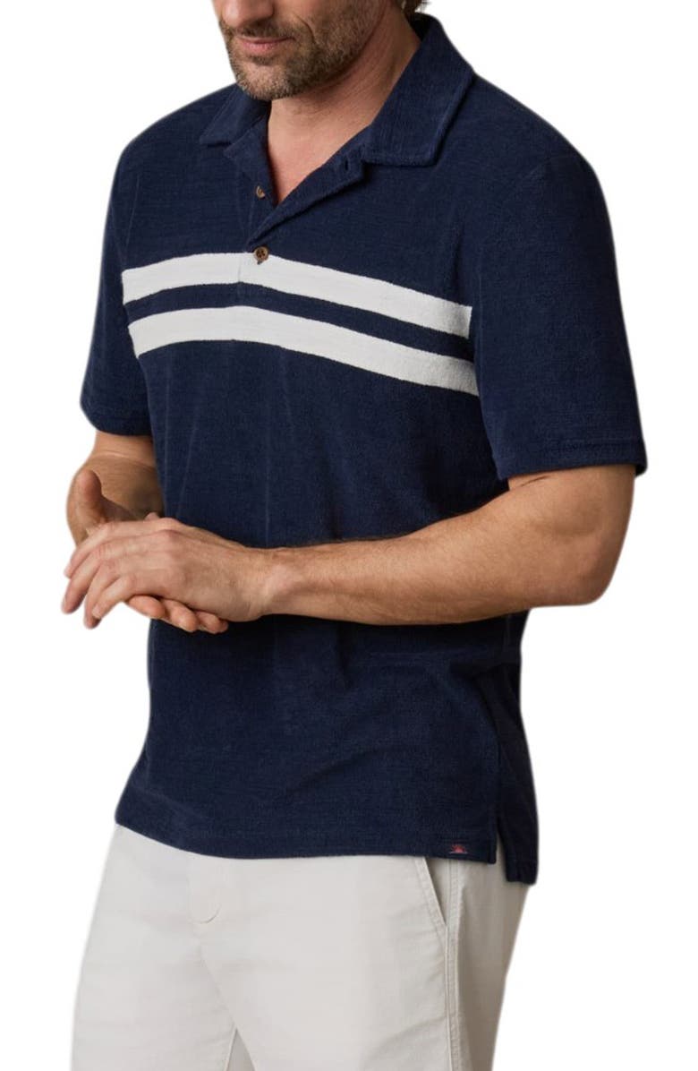Faherty Cabana Surf Stripe Terry Cloth Polo, Main, color, Deep Navy