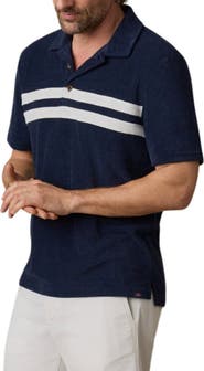 Faherty Cabana Surf Stripe Terry Cloth Polo