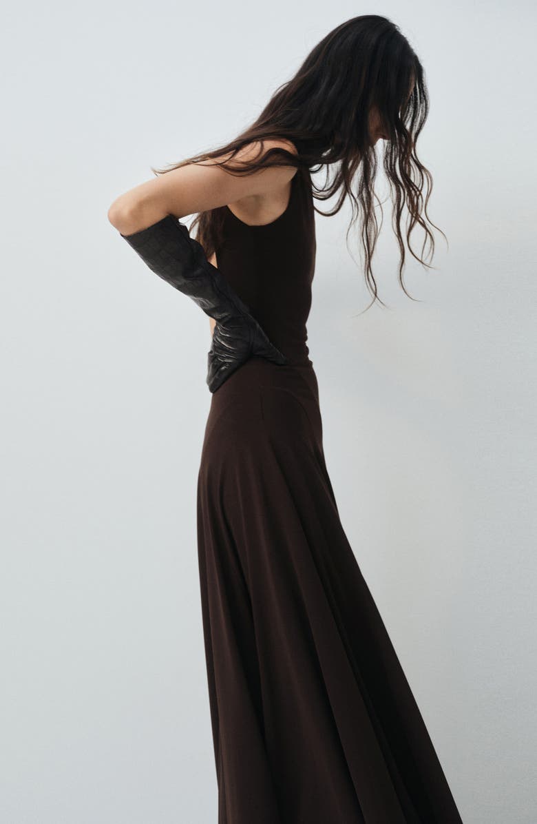 MANGO Selection Godet Sleeveless Maxi Dress, Alternate, color, Brown