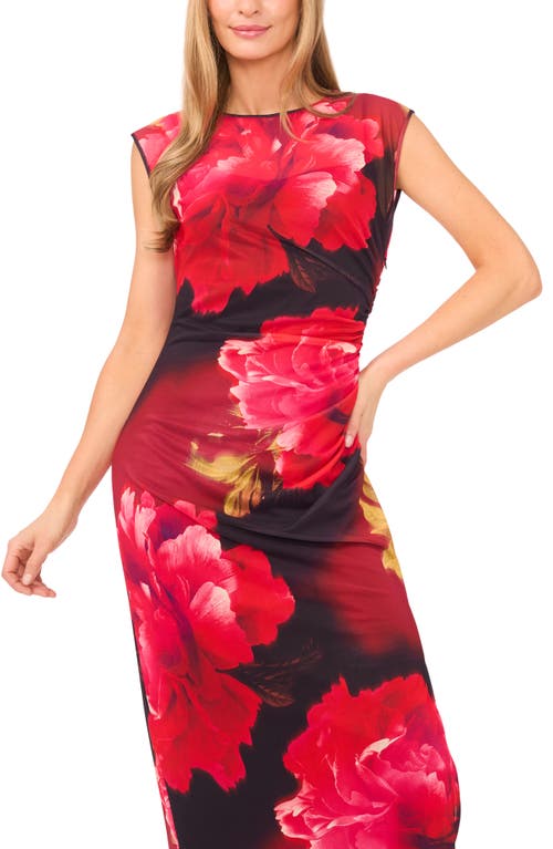 Ted Baker Short Sleeve Mesh Column Dress In Red
