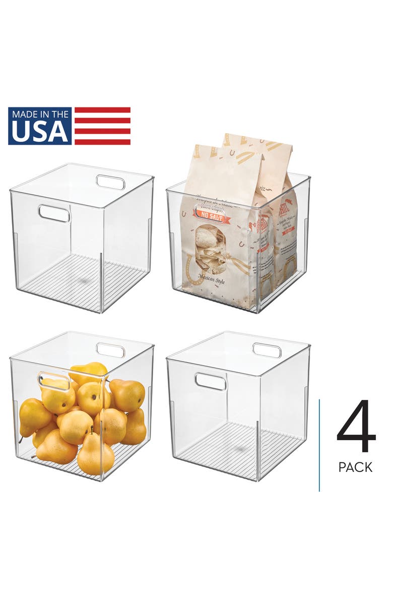 Linus Small Cube Storage Bin with Handles, Set of 4, Clear, Alternate, color, Clear