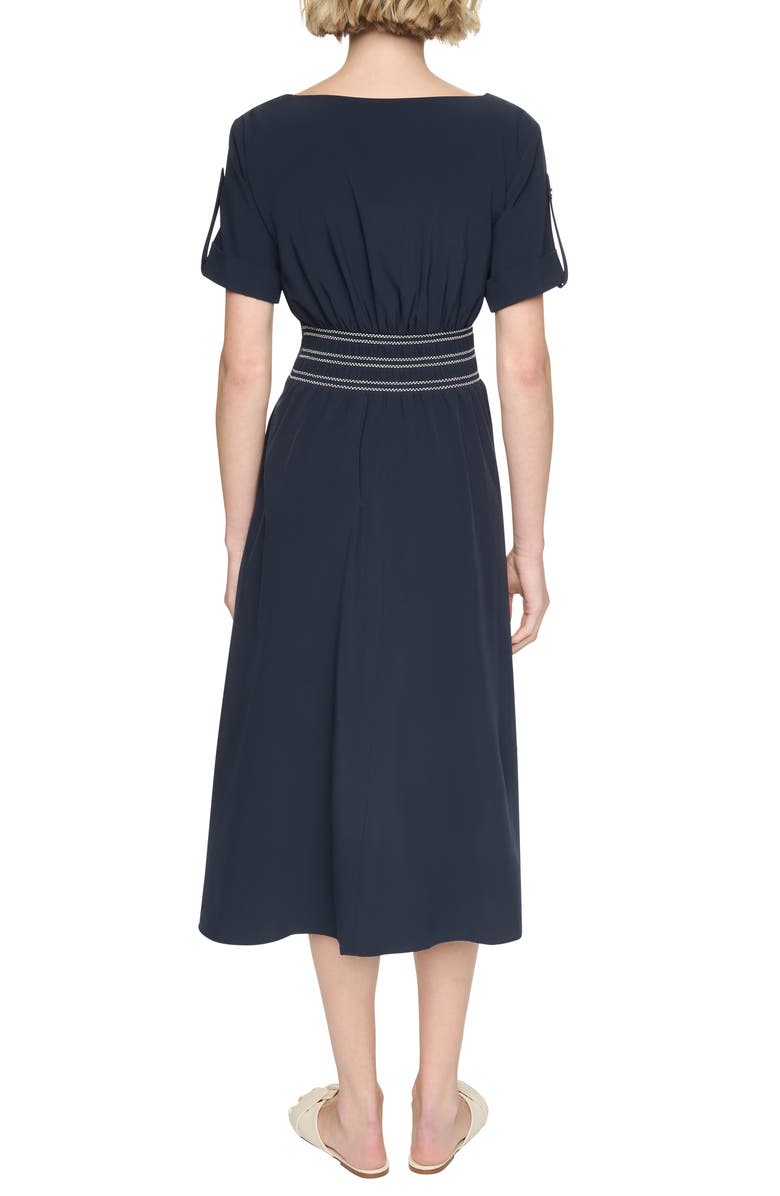DKNY Commuter Solid Short Sleeve Dress, Alternate, color, Indigo