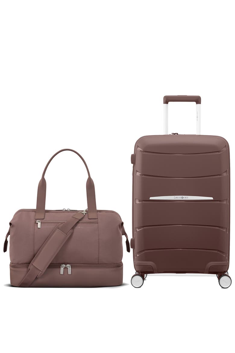 Better Than Basic 2 Piece Set Drop Bottom Weekender & Outline Pro Carry On Luggage, Main, color, Cocoa Chocolate Mauve