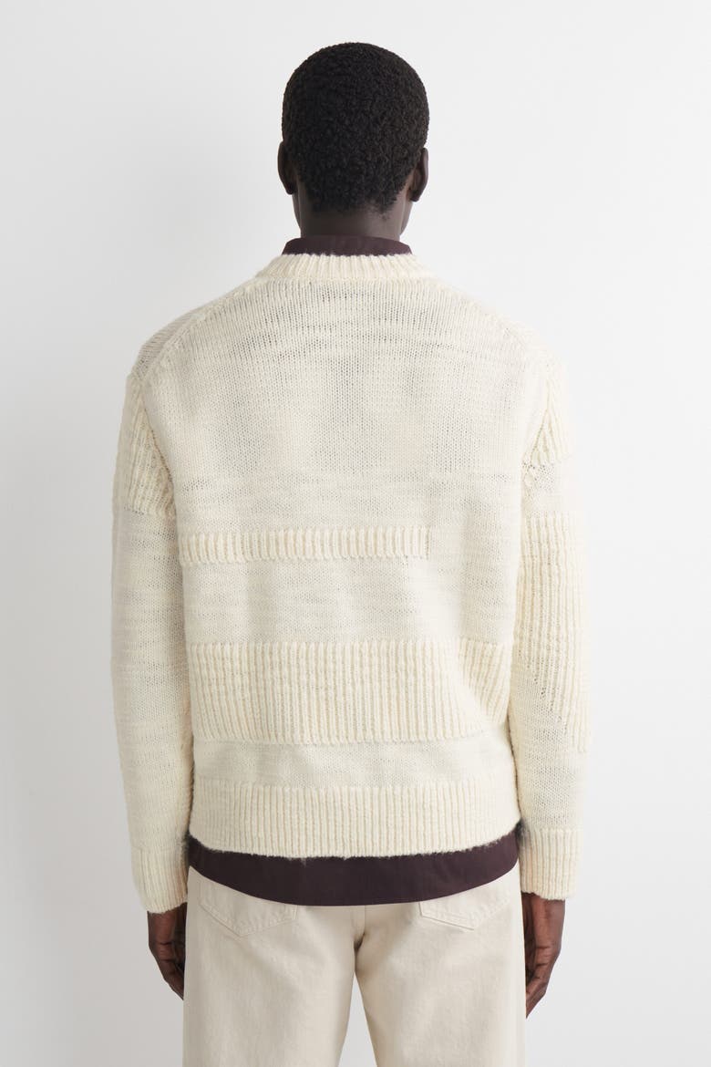 Ladder-Stitch Wool Sweater, Alternate, color, CREAM