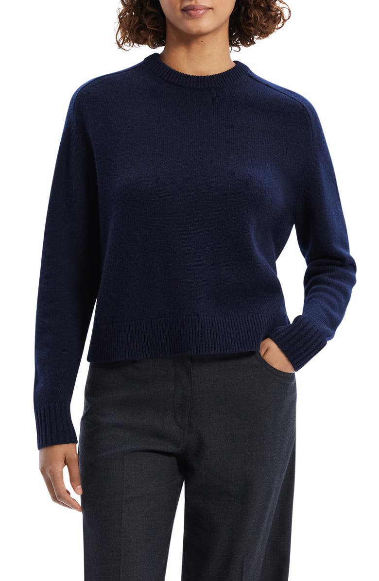 Theory Cashmere Crewneck Crop Sweater, Main, color, Dark Denim