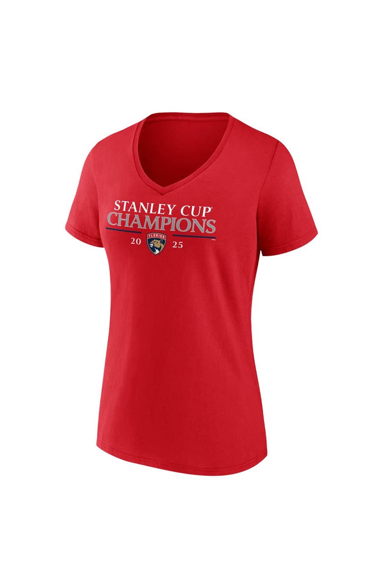FANATICS Women's Fanatics Red Florida Panthers 2025 Stanley Cup Champions Signature Roster V-Neck T-Shirt, Alternate, color, 