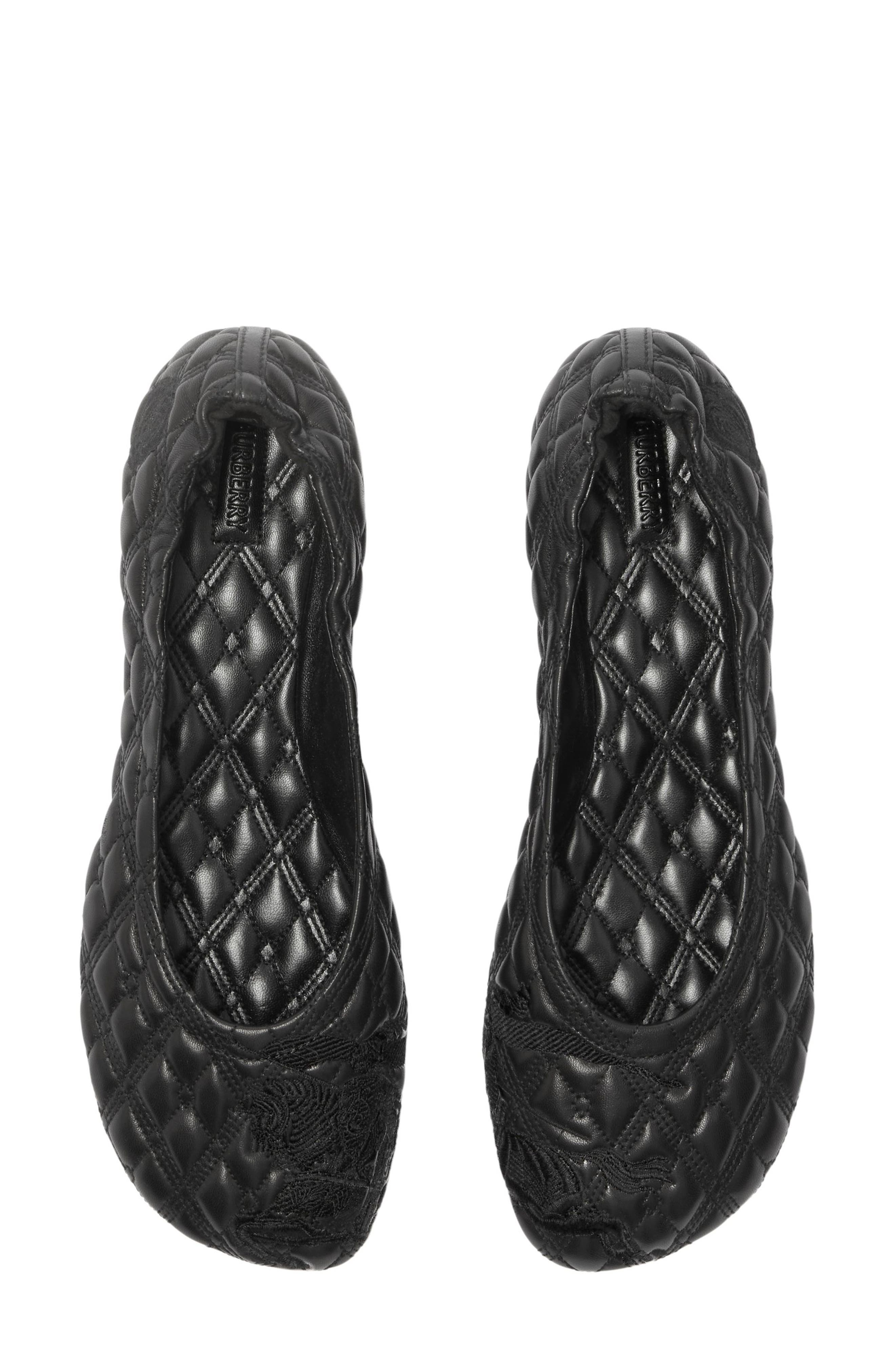 Burberry Sadler Embroidered Ballerina Flats, Alternate, color, 