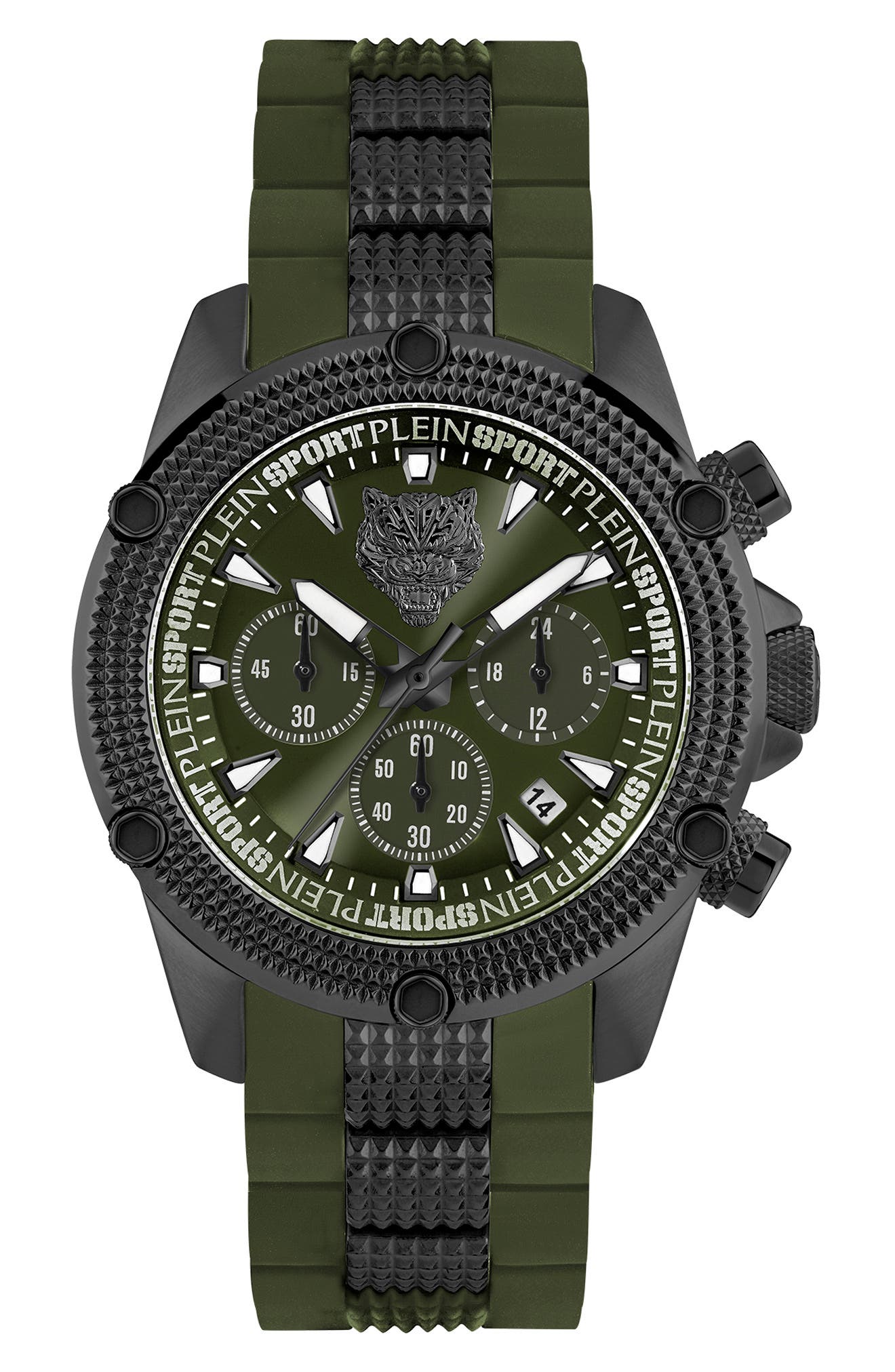 PLEIN SPORT Hurricane Silicone Strap Watch, 44mm