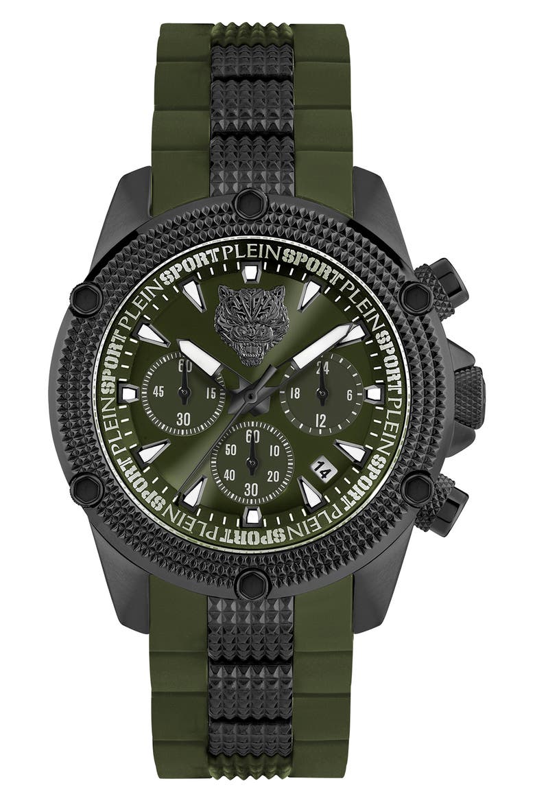 Hurricane Silicone Strap Watch, 44mm, Main, color, IP BLACK