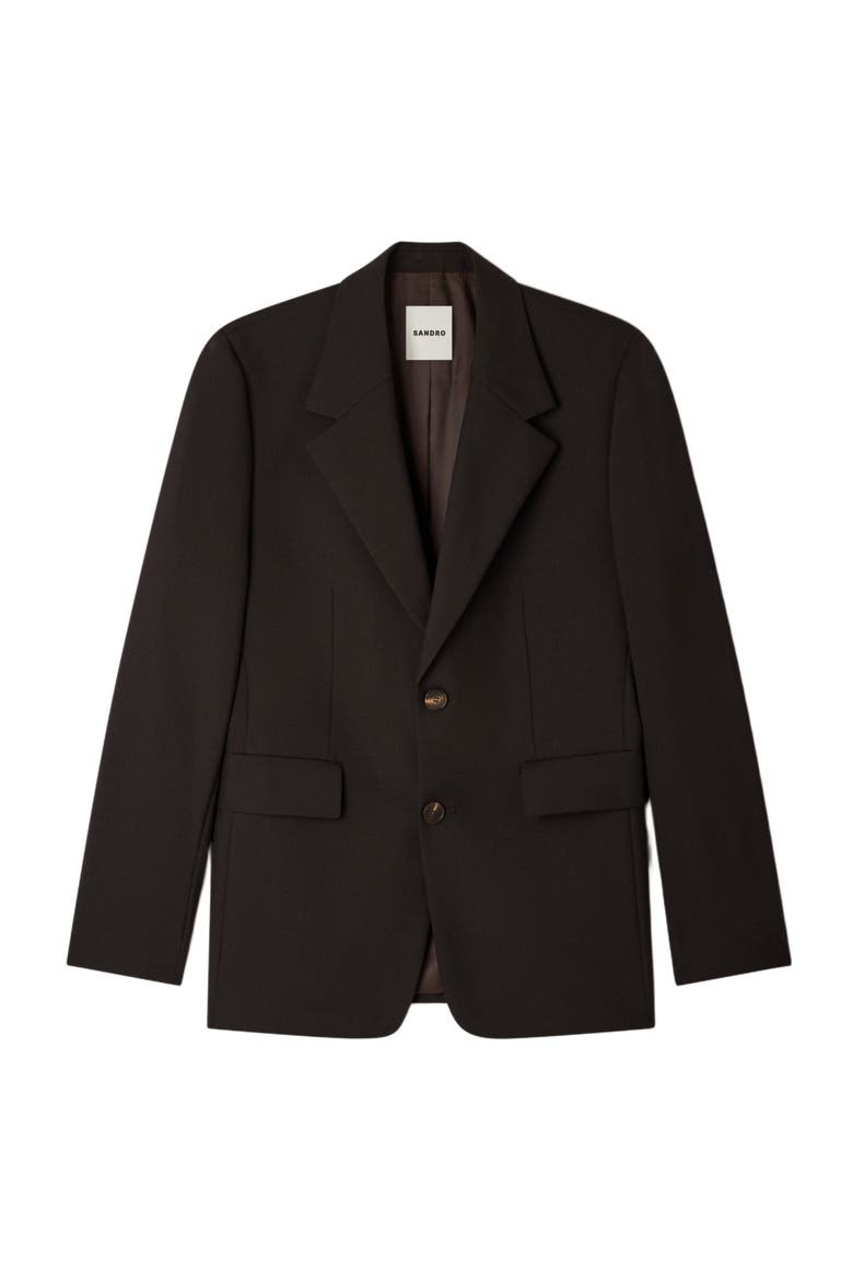 Virgin wool suit jacket, Alternate, color, Chocolate
