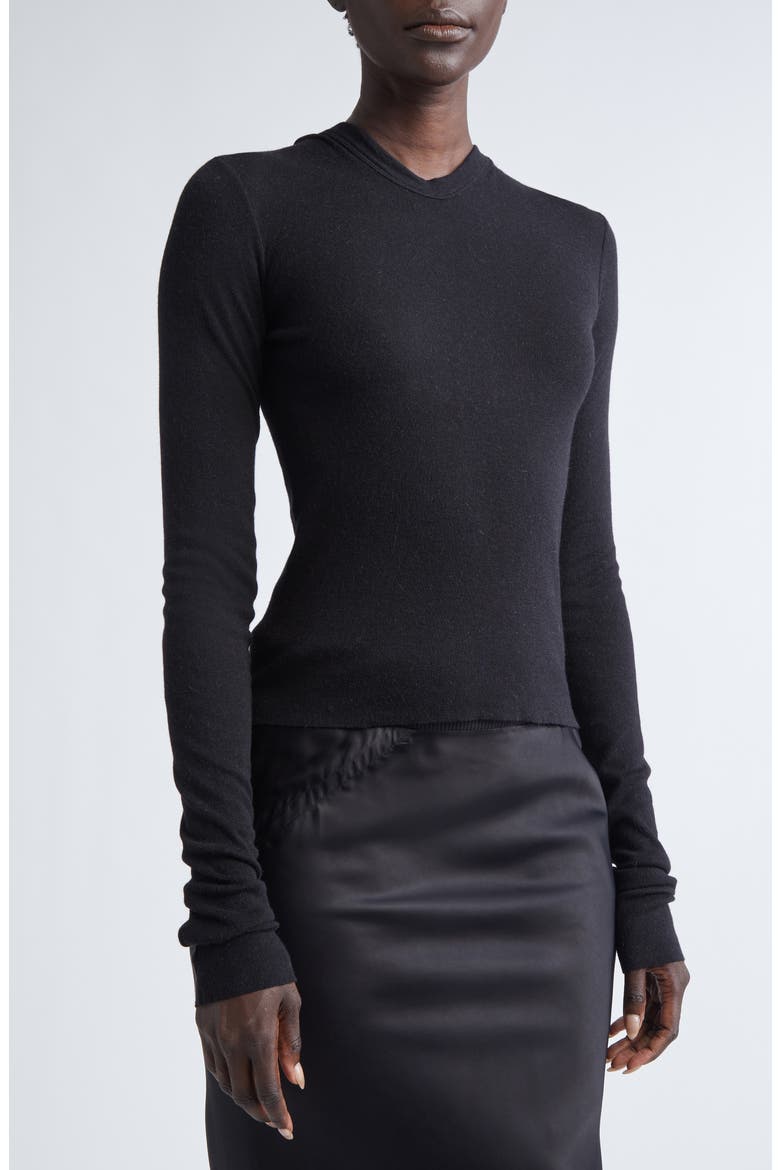 Rib Crop Hoodie, Alternate, color, BLACK
