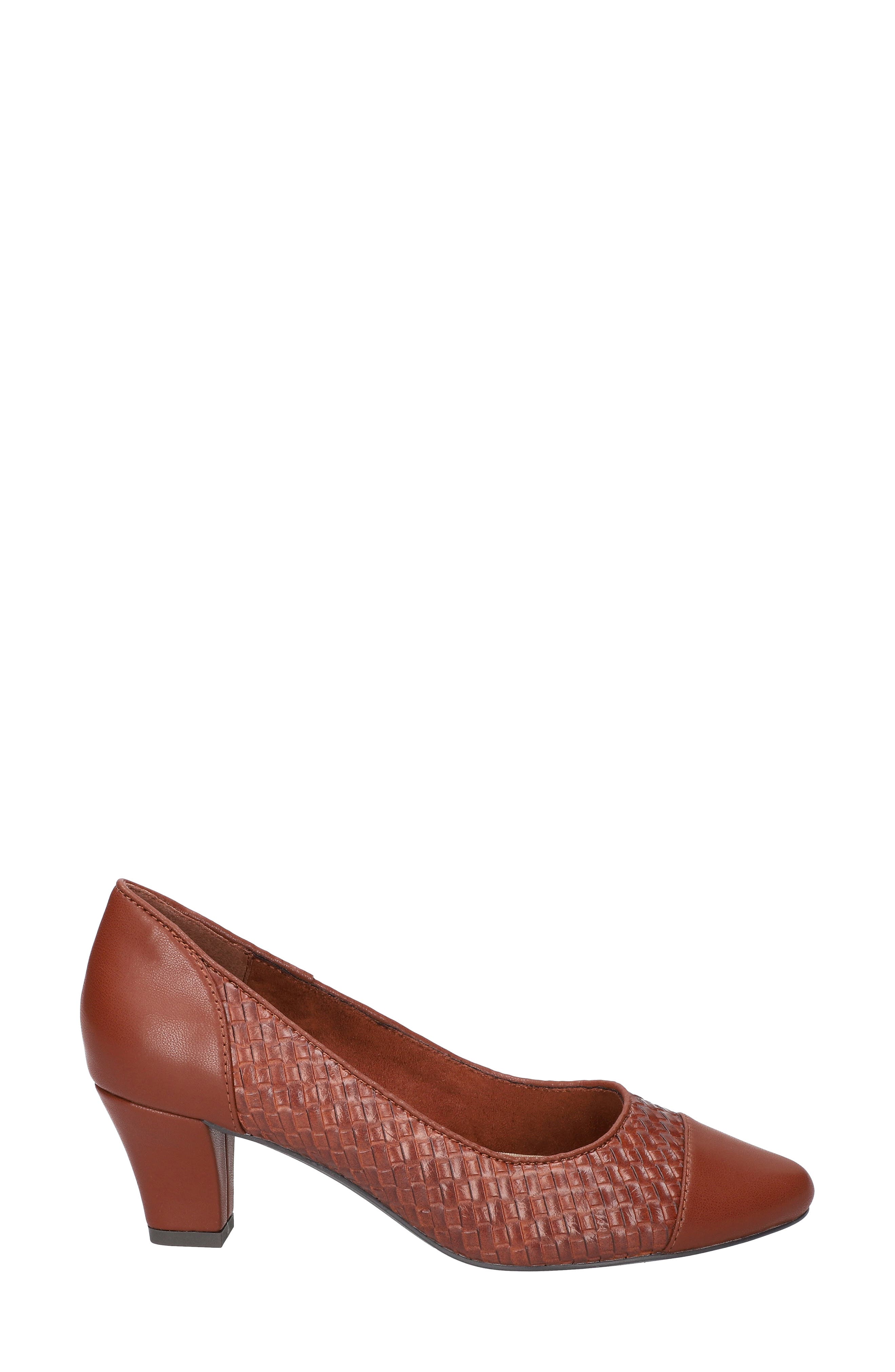 Wes Cap Toe Pump, Alternate, color, TAN WOVEN EMBOSSED