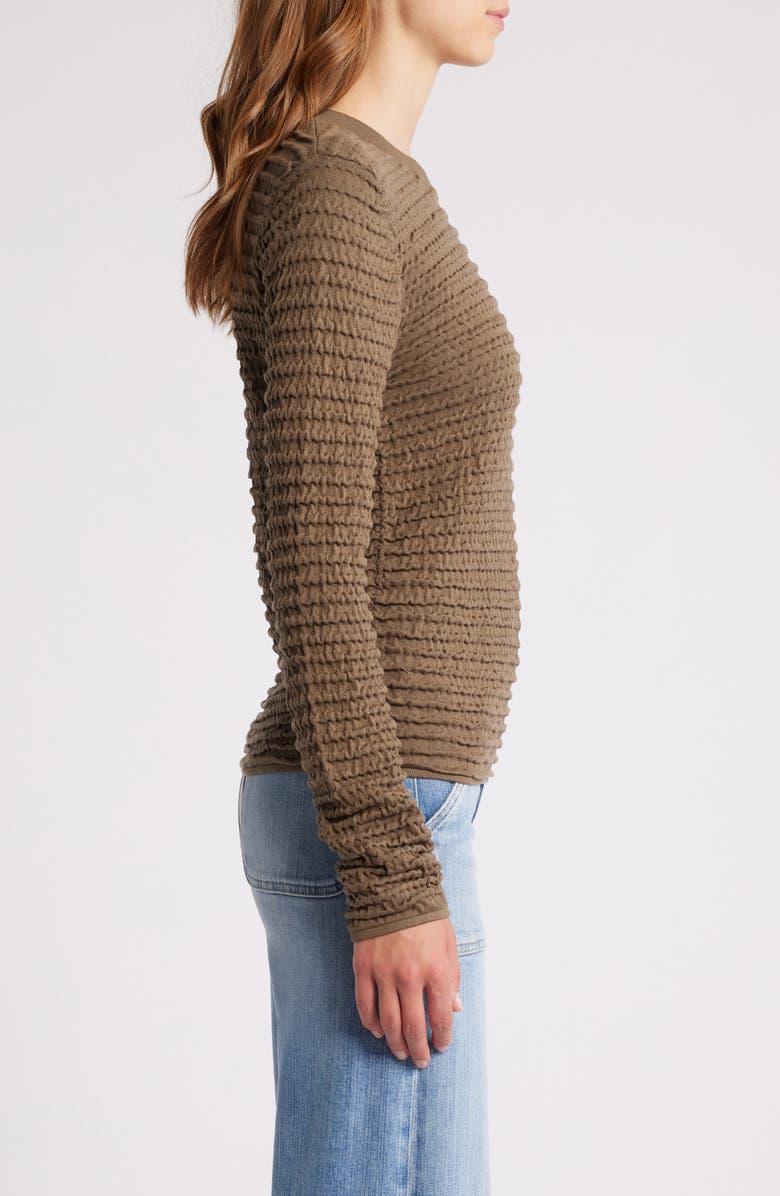 FRAME Smocked Silk Blend Crewneck Top, Alternate, color,