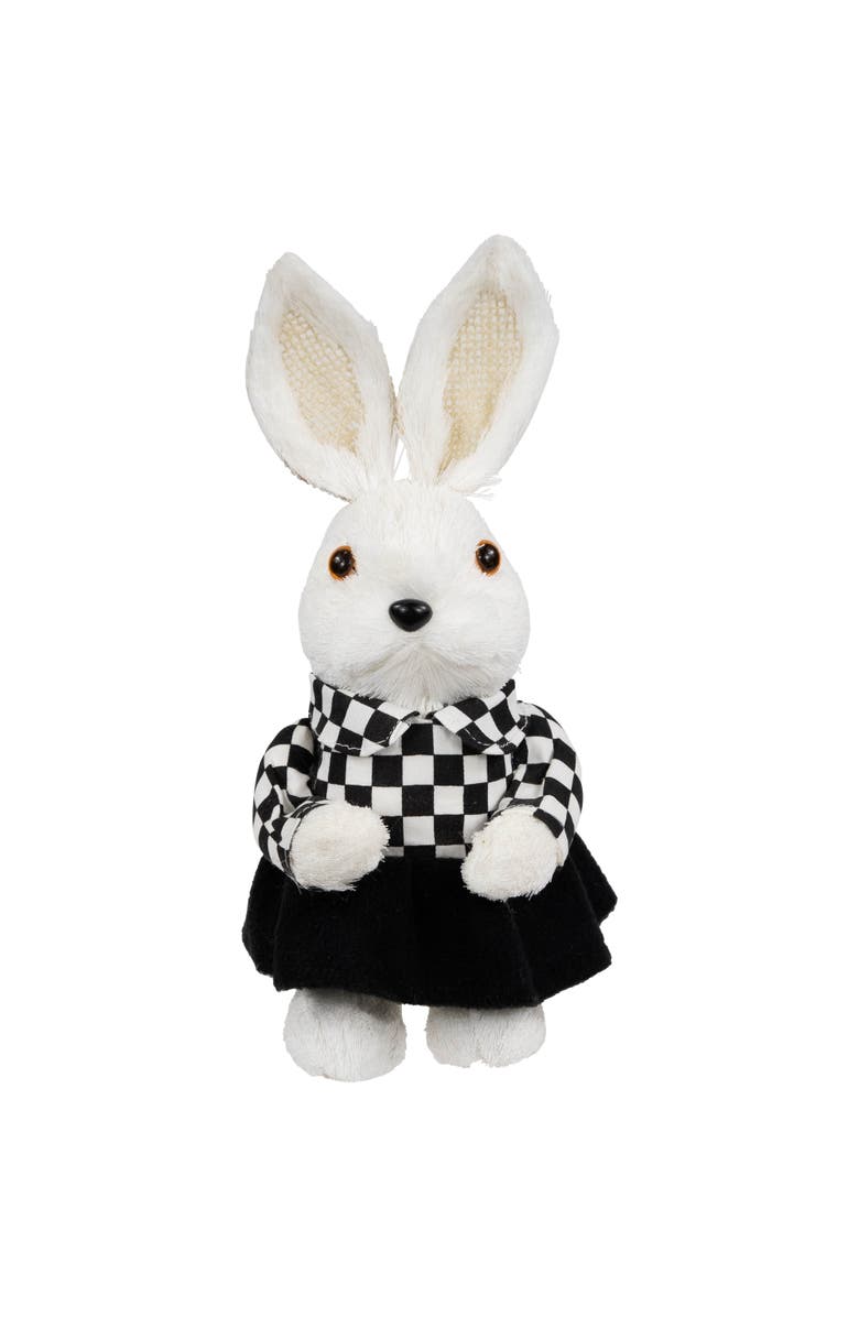 Northlight Girl Easter Rabbit Figurine in Checkered Dress -10", Main, color, Black