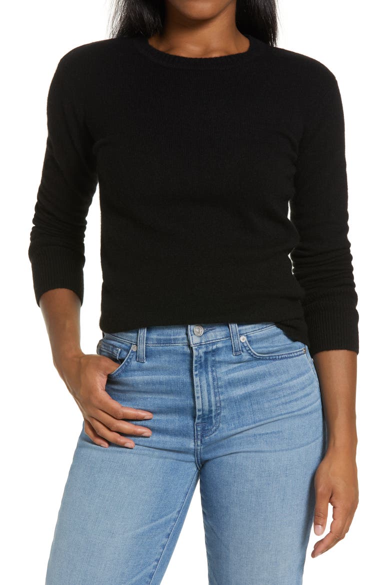 NAADAM Crewneck Cashmere Sweater, Main, color, BLACK