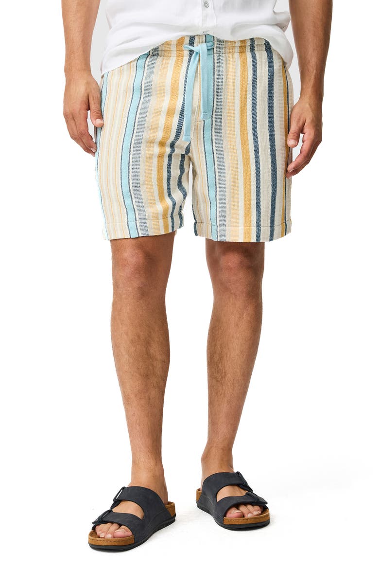 Lakeland Stripe Cotton Blend Drawstring Shorts, Main, color, YELLOW/ BLUE MULTI