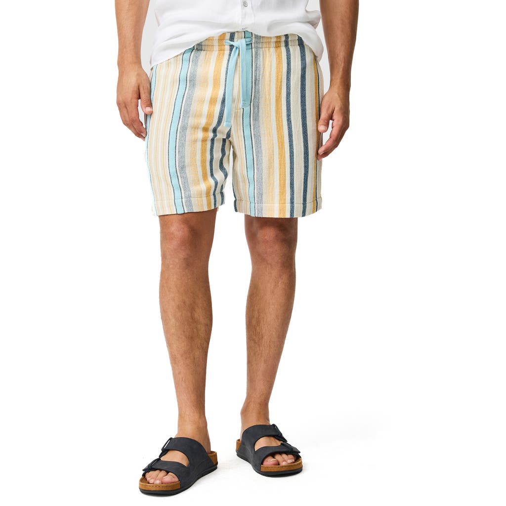 Rodd & Gunn Lakeland Stripe Cotton Blend Drawstring Shorts in Yellow/Blue Multi at Nordstrom, Size Small