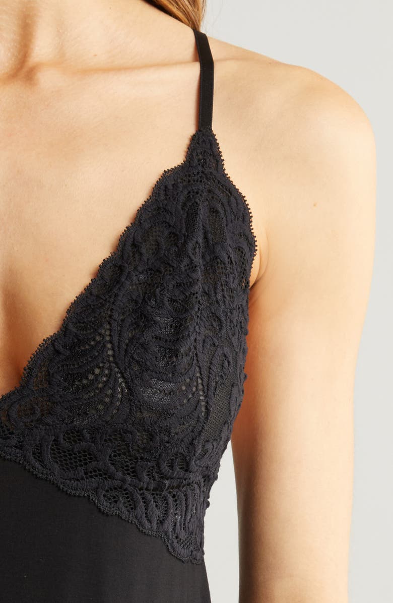 Natori Feathers Essentials Chemise, Alternate, color, Black