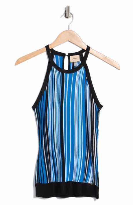 ELIE ELIE TAHARI Stripe Halter Neck Sleeveless Top