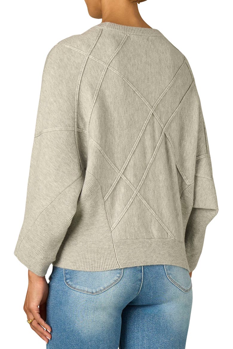 Three Quarter Dolman Sleeve Crewneck Sweater, Alternate, color, HEATHER GREY