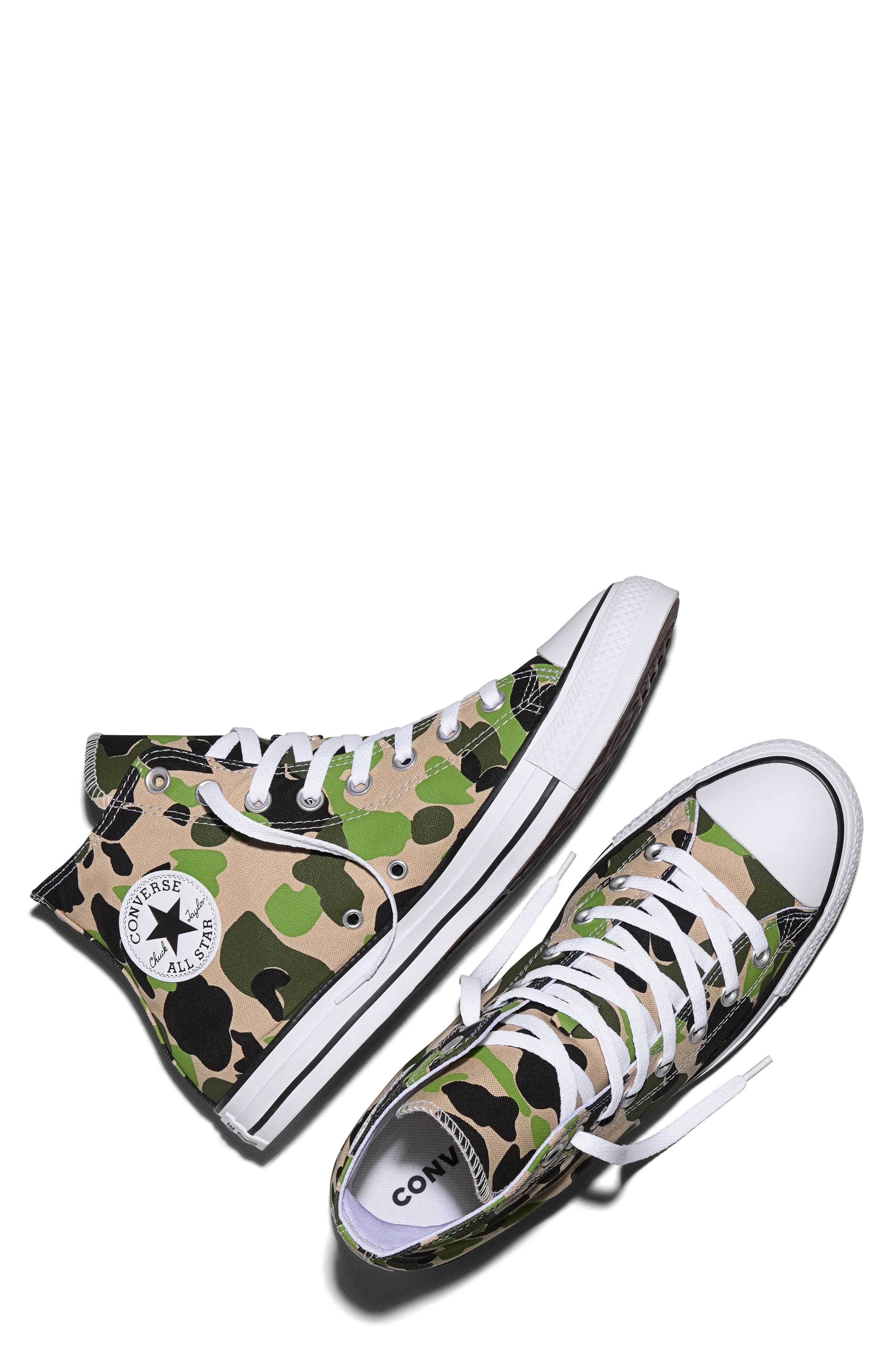Chuck Taylor All Star Camo High Top Sneaker, Alternate, color, NUTTY GRANOLA/ AVOCADO GLASS