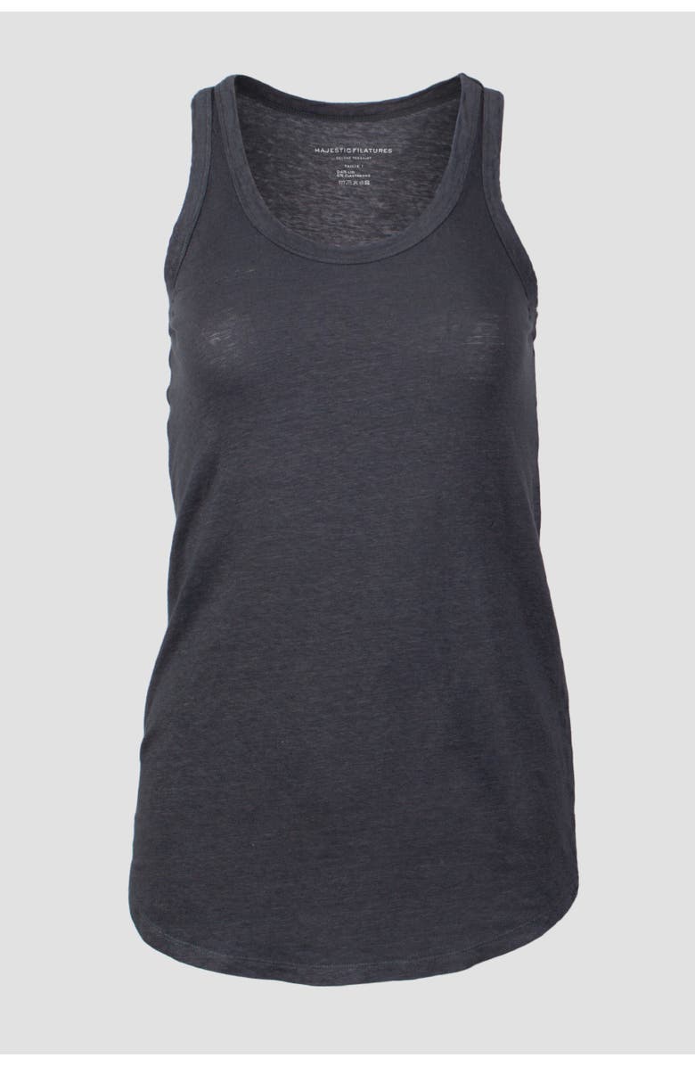 Majestic Filatures Linen Stretch HD Scoopneck Tank, Main, color, Noir Hd