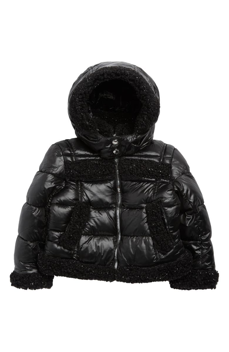 Sam Edelman Kids' Puffer Jacket with High Pile Fleece Trim, Main, color,