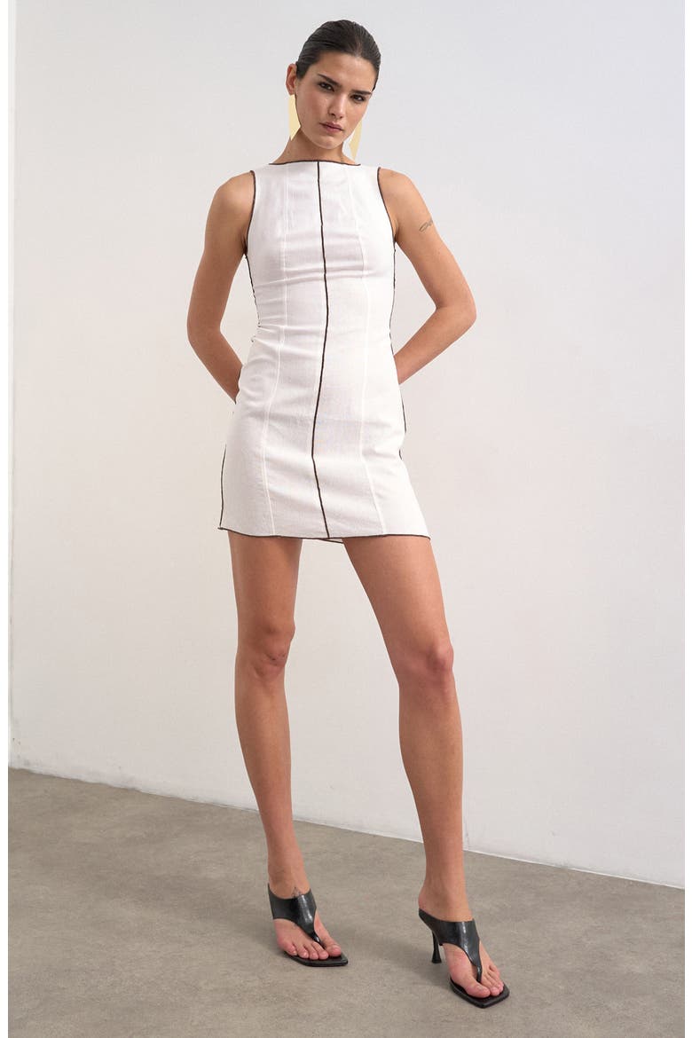 Linen Blend Shift Minidress, Main, color, STONE