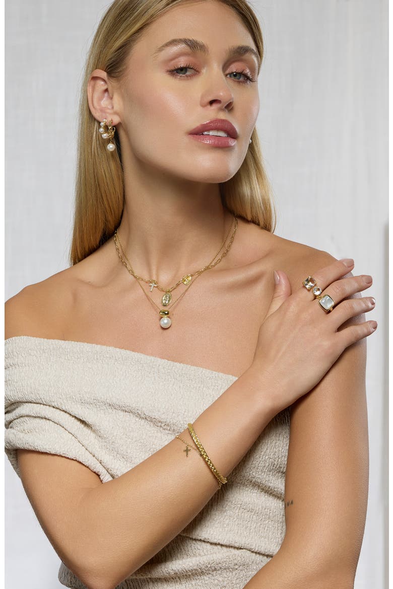 Crystal Open Band Ring, Alternate, color, GOLD