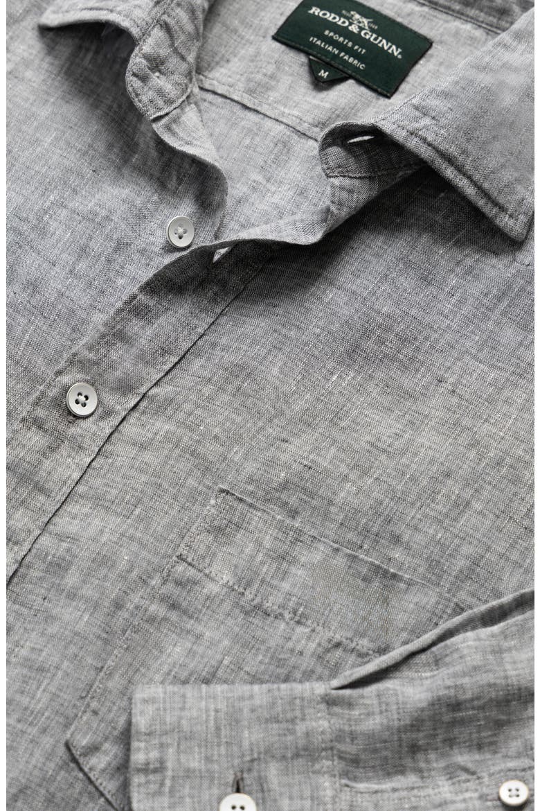 Coromandel Button-Up Linen Shirt, Alternate, color, SMOKE