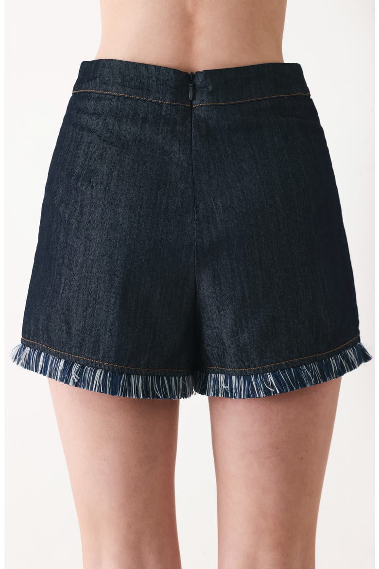 Fringe Hem Wrap Skort, Alternate, color, DARK DENIM