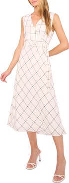 Halogen® Windowpane Check Faux Wrap Dress