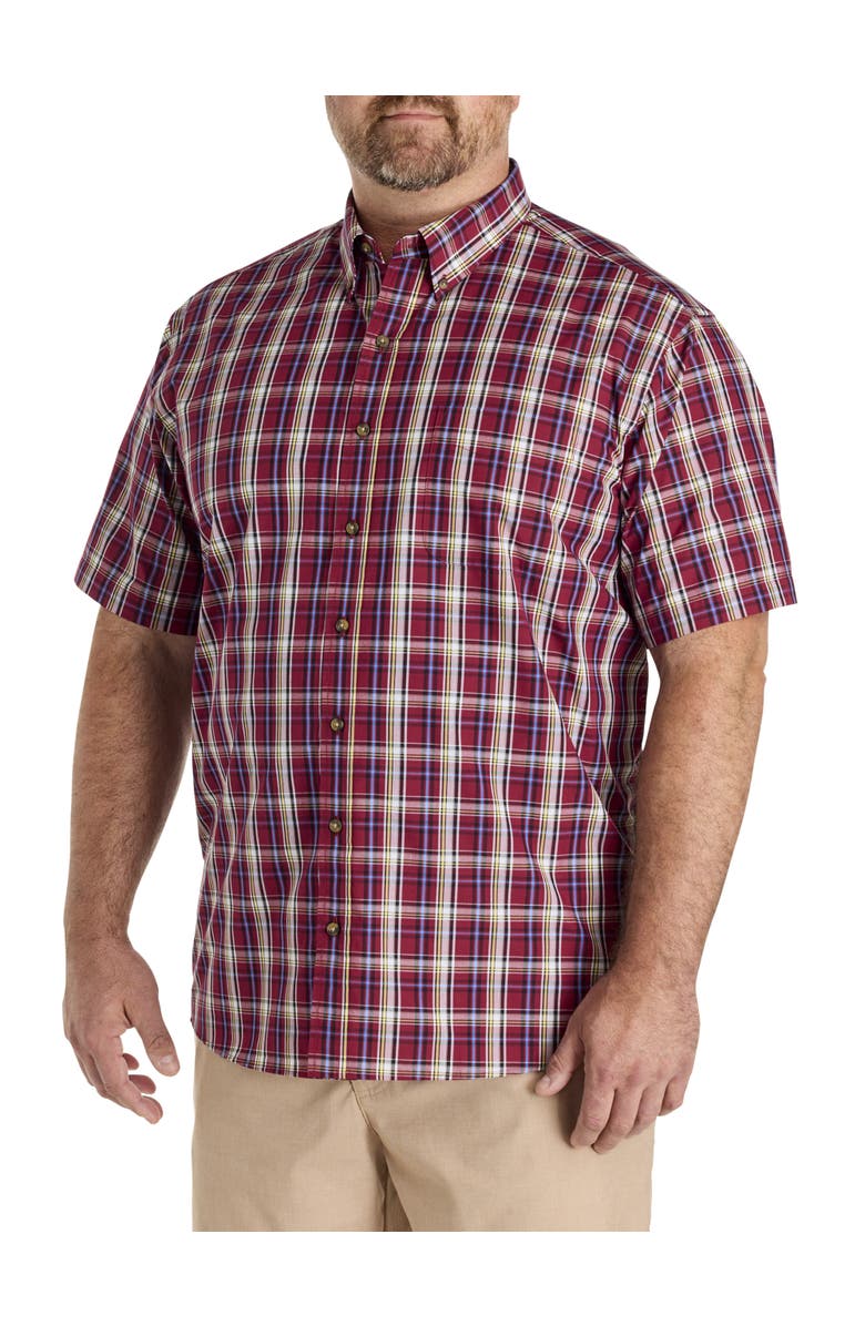 Harbor Bay by DXL Big & Tall Easy-Care Large Plaid Sport Shirt, Main, color, Red Multi