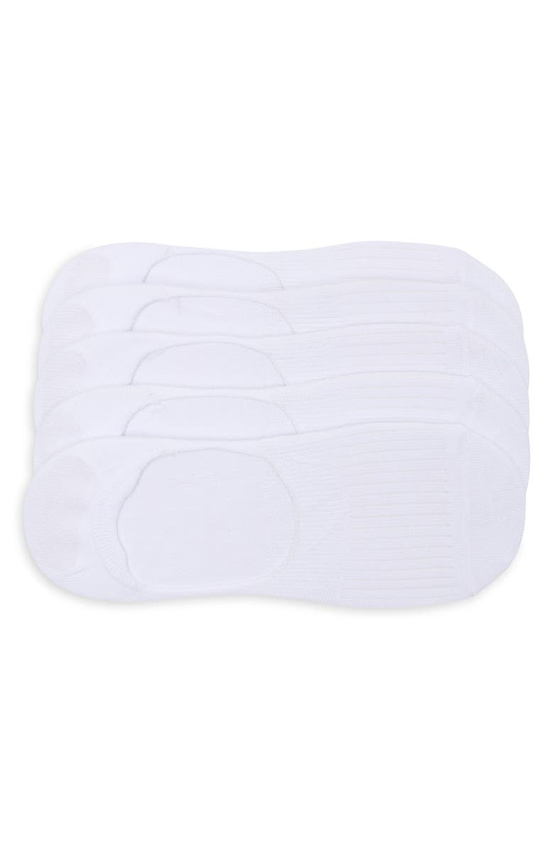 Z by Zella Ribbed Sport Liner 5-Pack No-Show Socks, Main, color, White