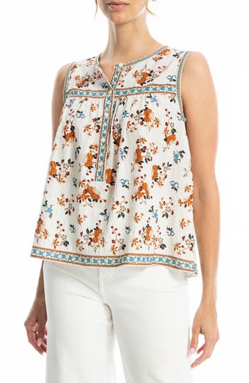 Max Studio Patterned Cotton Blend Tank