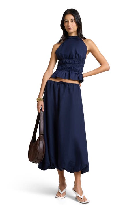 Air Linen Bubble Maxi Skirt