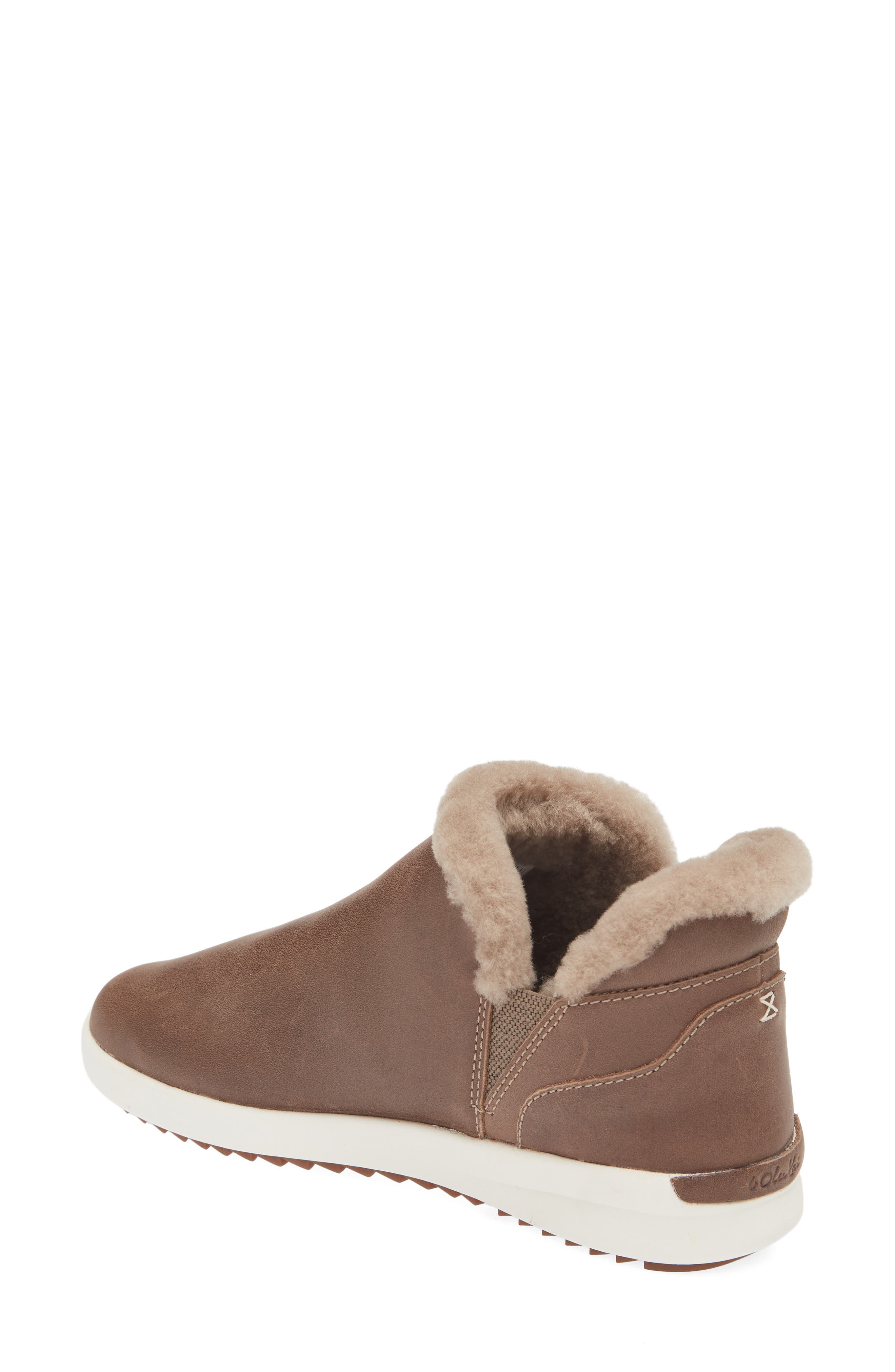 Malua Hulu Genuine Shearling Waterproof Slip-On Sneaker, Alternate, color, WARN TAUPE/ OFF WHITE