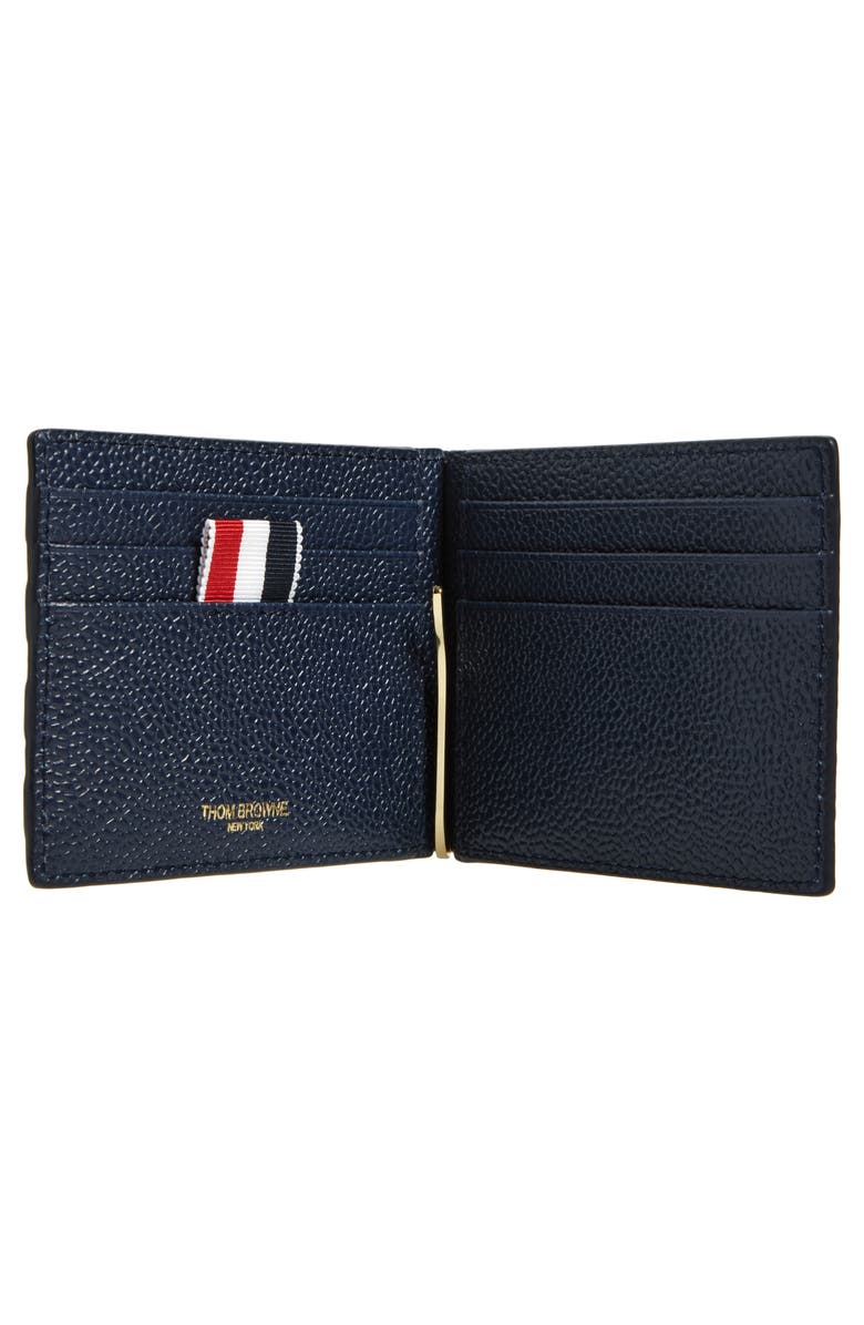 Thom Browne 4-Bar Leather Bifold Wallet, Alternate, color, Navy