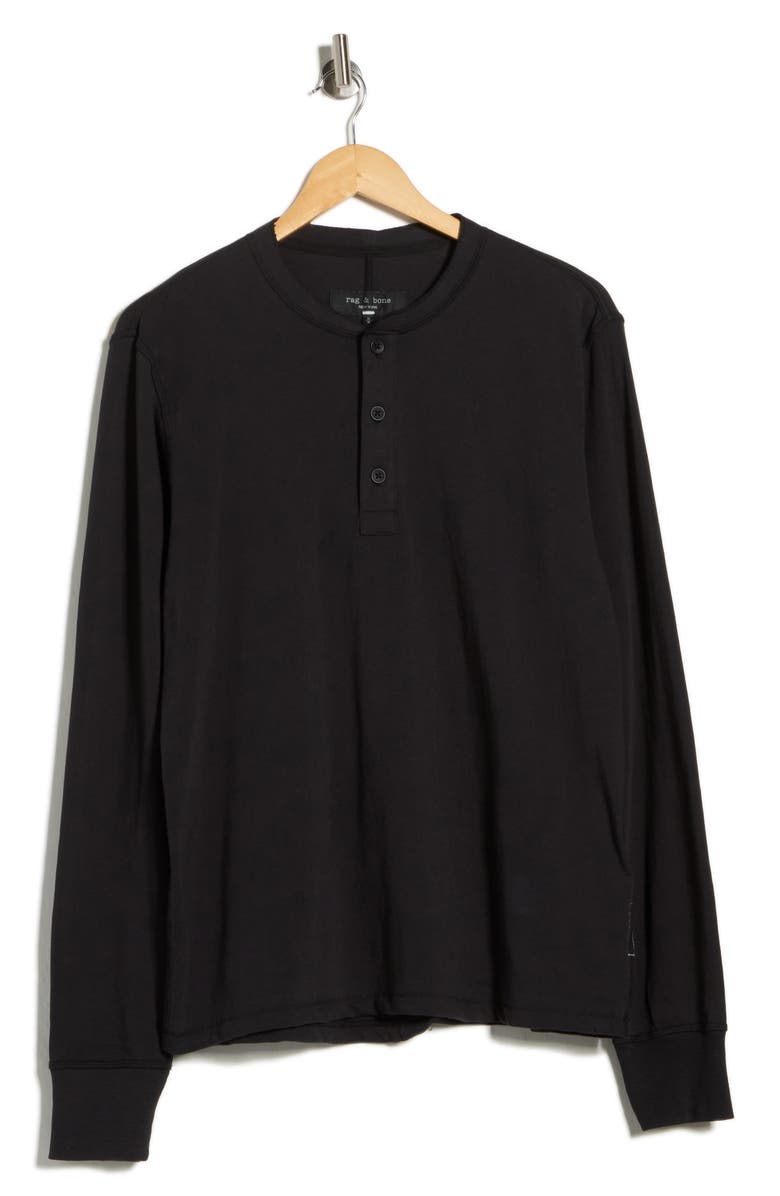 rag & bone Classic Slub Jersey Henley, Alternate, color, Black