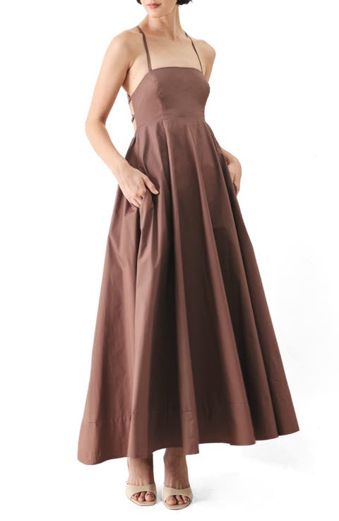 Lace Back Cotton Midi Dress
