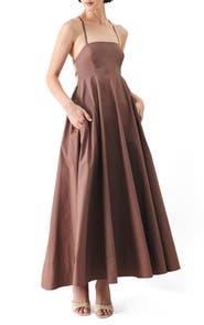 FREEMARKET Lace Back Cotton Midi Dress