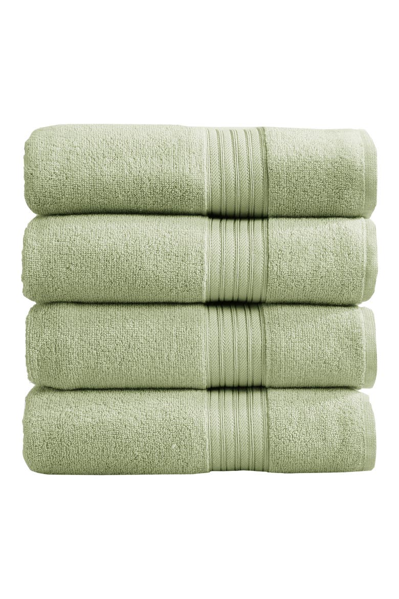 Quick-Dry Cotton 4-Pack Bath Towel Set, Main, color, SEAGREEN