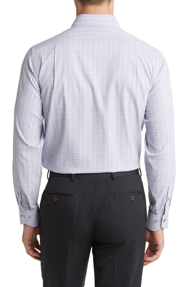 Lorenzo Uomo Trim Fit Textured Check Stretch Dress Shirt, Alternate, color, Lavender