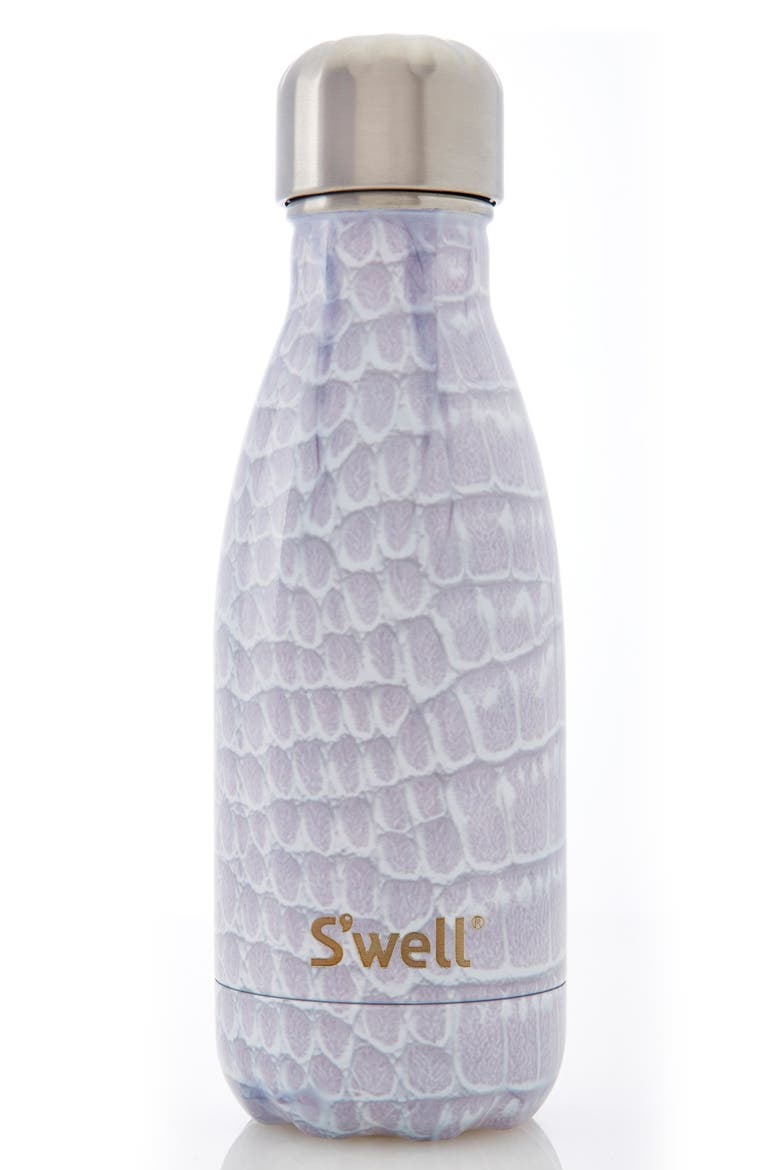 'Blanc Crocodile' Stainless Steel Water Bottle, Alternate, color, WHITE
